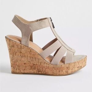 Torrid Stretch Zip Front Wedges Taupe 8.5 Extra Wide